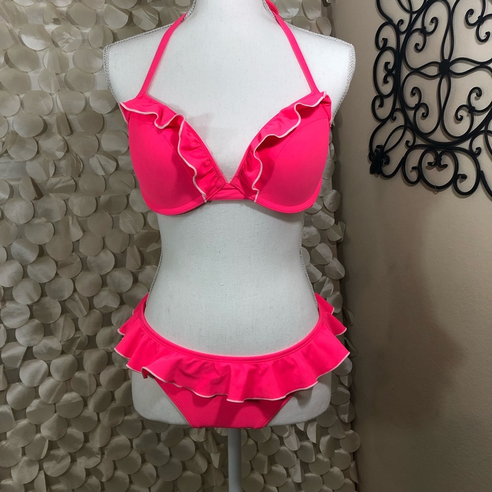 Hot Pink Aerie Bikini, Sz Med
